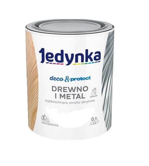 Farba Deco & Protect Drewno I Metal Biały Poł, 0,7L Jedynka