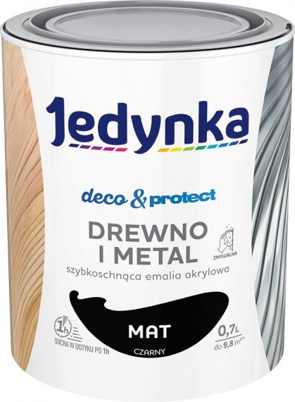 Farba Deco & Protect Drewno I Metal Czarny Mat 0,7L Jedynka