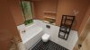 Łazienka w kolorze terakoty z drewnianym sufitem - wizualizacja łazienki Salon HOFF (11)