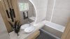 Wąska łazienka z wanną i dużym lustrem - wizualizacja Salon HOFF (8)