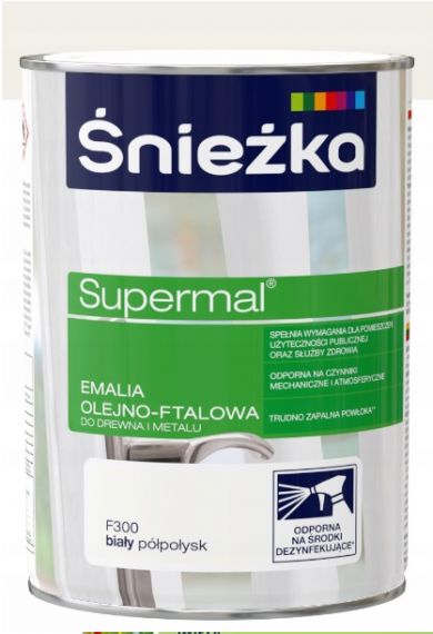Emalia Olejno-Ftalowa Supermal Biały Półpołysk 0.8L  Śnieżka