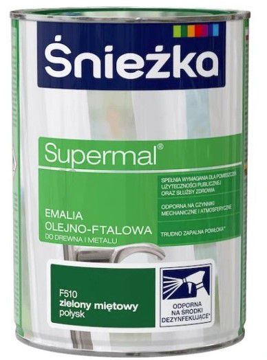 Emalia Olejno-Ftalowa Supermal Zielony Miętowy 0,4L Połysk Śnieżka